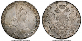 Catherine II Rouble 1776 CПБ-ЯЧ MS62 PCGS, St. Petersburg mint, KM-C67a.2, Bit-221. Scarce quality for the date, presenting argent lustrous surfaces a...