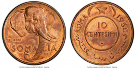 Italian Protectorate Specimen Prova 10 Centesimi AH 1369 (1950)-ROMA SP63 Red and Brown PCGS, Rome mint, KM-Pr3, Gill-So3. A visually intriguing and h...