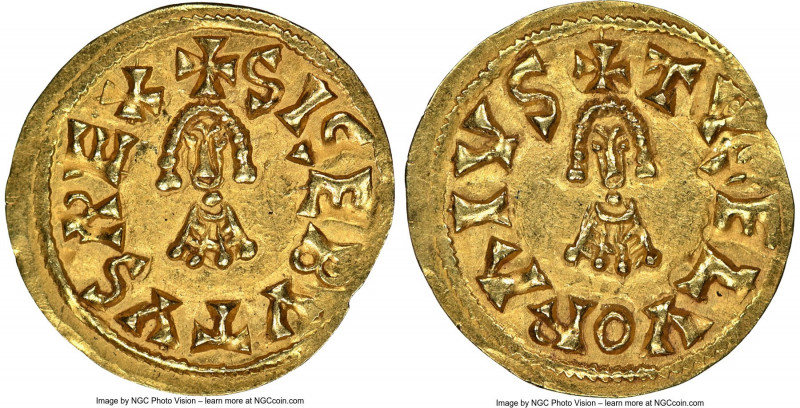 Visigoths. Sisebut gold Tremissis ND (612-621) MS63 NGC, Elvora mint, Miles-191a...