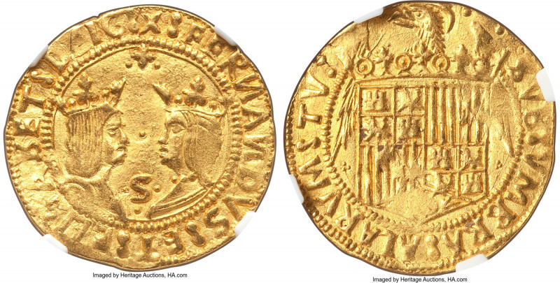 Ferdinand & Isabella (1474-1504) gold 2 Excelentes ND (from 1497)-S MS63+ NGC, S...