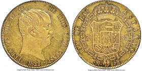 Ferdinand VII gold 320 Reales 1822 M-SR AU55 NGC, Madrid mint, KM566, Fr-319, Onza-1243, Cal-1778 (prev. Cal-36). De Vellon coinage. An alluring two-y...