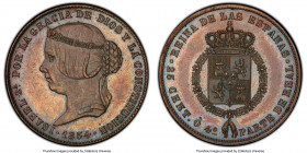 Isabel II copper Specimen Pattern 25 Centimos 1854 SP63 Brown PCGS, Madrid mint, cf. KM615.2, Cal-184. Plain edge. An extremely rare prototype lavishl...