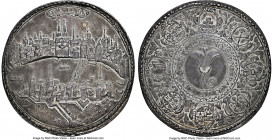 Basel. City 2 Taler ND (c. 1670) AU58 NGC, Basel mint, KM71 (erroneously dated 1737), Dav-1741. 55.93gm. Dark slate surfaces crowning the well-rendere...