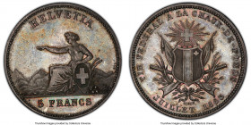 Confederation "Neuchatel Shooting Festival" 5 Francs 1863 MS65 PCGS, KM-XS7, Richter-944a. A highly respectable representation of this pleasing type r...