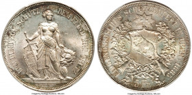 Confederation "Bern Shooting Festival" 5 Francs 1885 MS66 PCGS, KM-XS17, Richter-193. Nearly medallic in appearances, hosting exceedingly frosty devic...