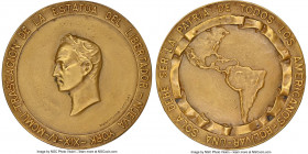 Republic gold "Bolivar Statue - New York" Medal 1951 MS65 NGC, 70mm. 161.14gm. By Vallmitjana. Produced in 12 karat gold. An expansive Medal celebrati...