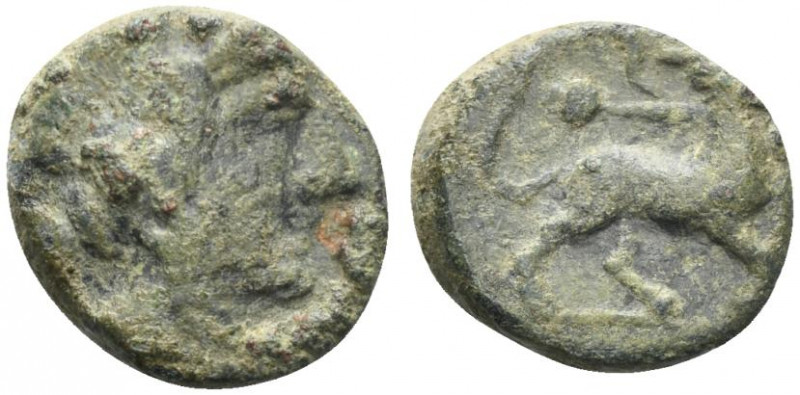 Central Italy, Uncertain, mid-late 1st century BC. Æ (17mm, 5.59g, 9h). Wreathed...