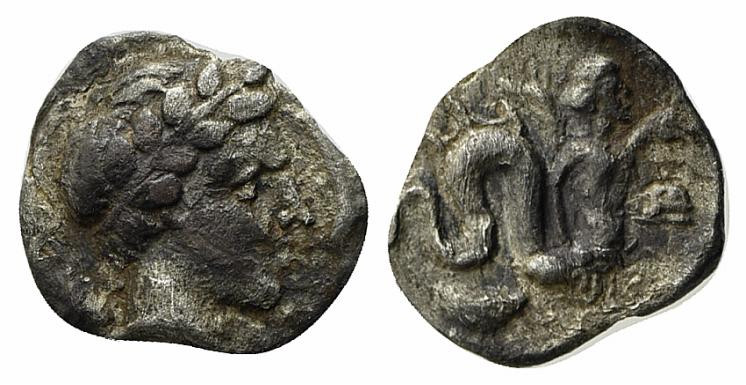 Campania, Allifae, c. 325-275 BC. AR Obol (9.5mm, 0.52g, 3h). Laureate head of A...