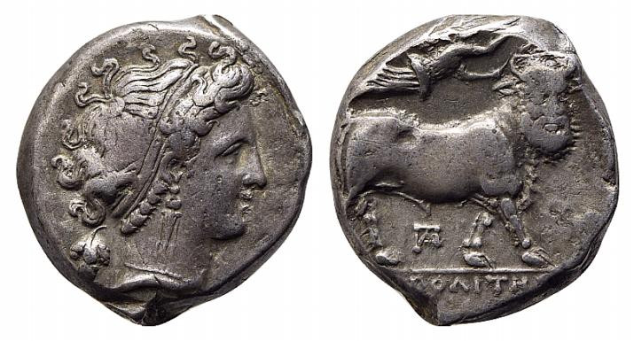 Southern Campania, Neapolis, c. 320-300 BC. AR Didrachm (18.5mm, 7.52g, 6h). Hea...