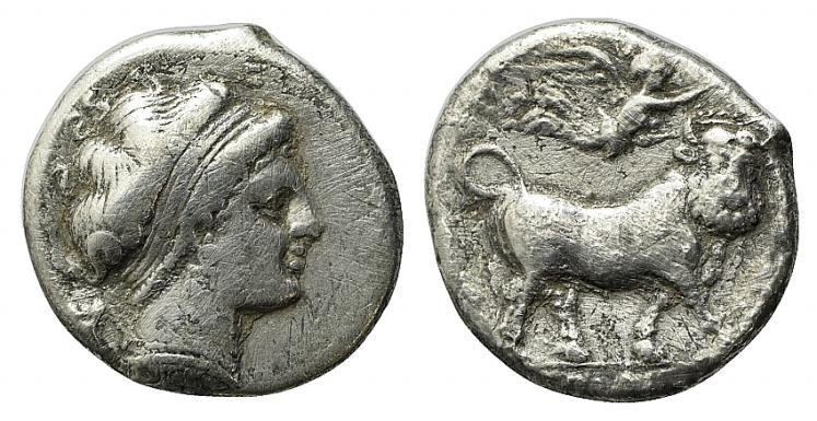 Southern Campania, Neapolis, c. 300-275 BC. AR Didrachm (19.5mm, 6.90g, 9h). Hea...