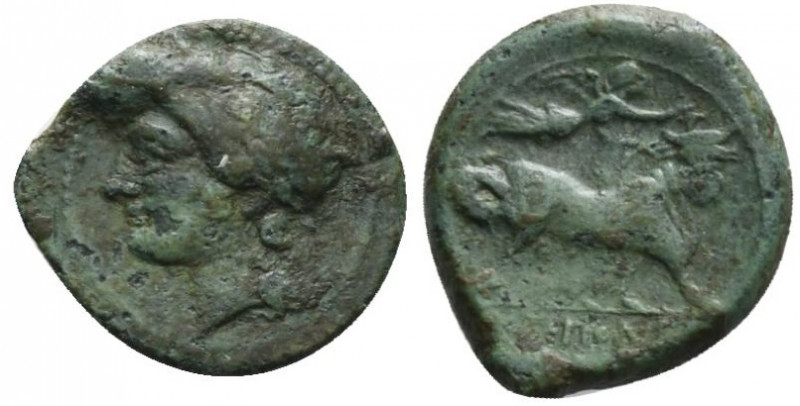 Southern Campania, Neapolis, c. 250-225 BC. Æ (17mm, 3.15g, 9h). Laureate head o...