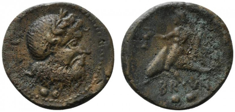 Southern Apulia, Brundisium, c. 215 BC. Æ Sextans (27mm, 17.06g, 9h). Head of Po...