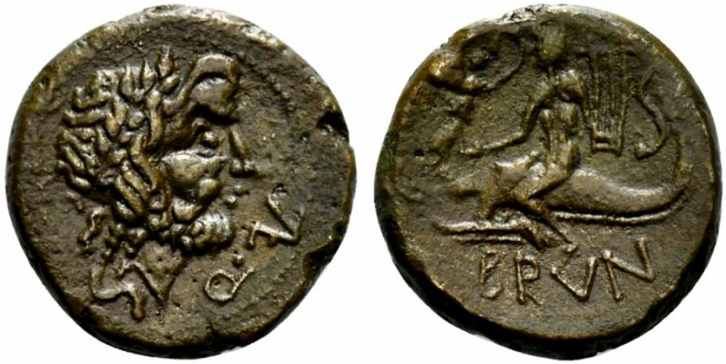 Southern Apulia, Brundisium, c. 2nd century BC. Æ Semis (21mm, 8.58g, 1h). Wreat...