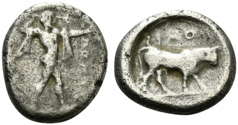 Northern Lucania, Poseidonia, c. 470-445 BC. Fourrèe Stater (19mm, 4.89g, 9h). P...