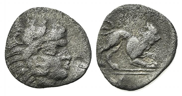 Southern Lucania, Herakleia, c. 432-420 BC. AR Diobol (12mm, 0.97g, 12h). Head o...