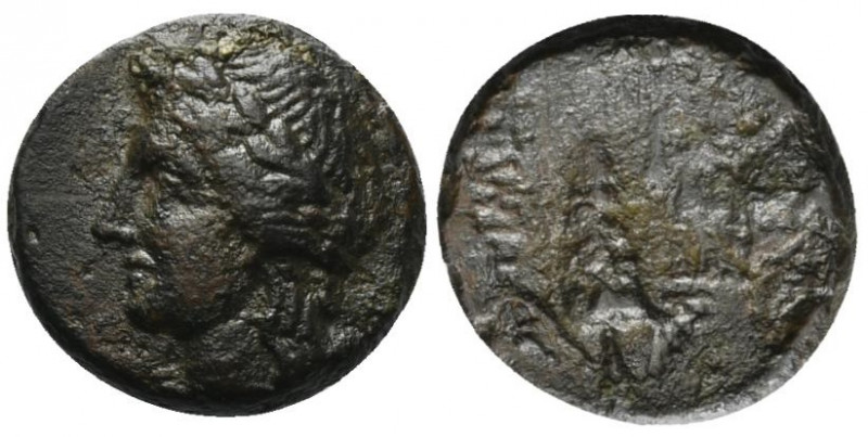 Southern Lucania, Metapontion, c. 300-250 BC. Æ (15mm, 3.50g, 11h). Laureate hea...