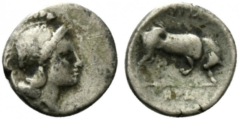 Southern Lucania, Thourioi, c. 350-300 BC. AR Triobol (11mm, 1.02g, 3h). Head of...