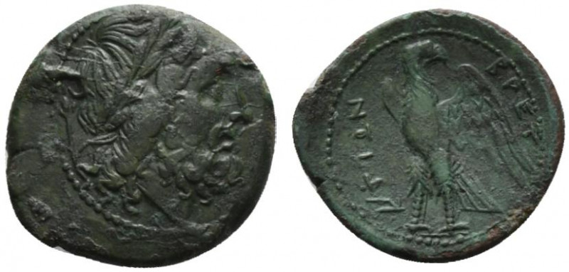 Bruttium, The Brettii, c. 211-208 BC. Æ Unit (24mm, 8.13g, 6h). Laureate head of...