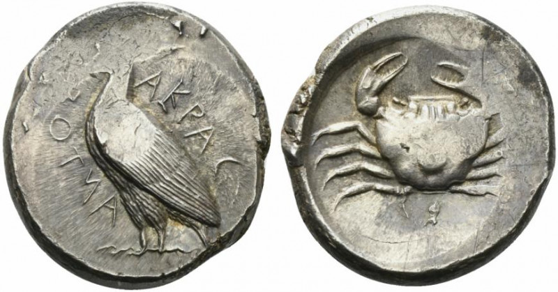 Sicily, Akragas, c. 465/4-446 BC. AR Tetradrachm (26mm, 17.35g, 11h). Eagle stan...