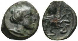 Sicily, Eryx, c. 330-260 BC. Æ (12mm, 1.06g, 3h). Head of female r. R/ Octopus. Campana 55; CNS I, 24; SNG ANS -; HGC 2, 949 (Motya). About VF
