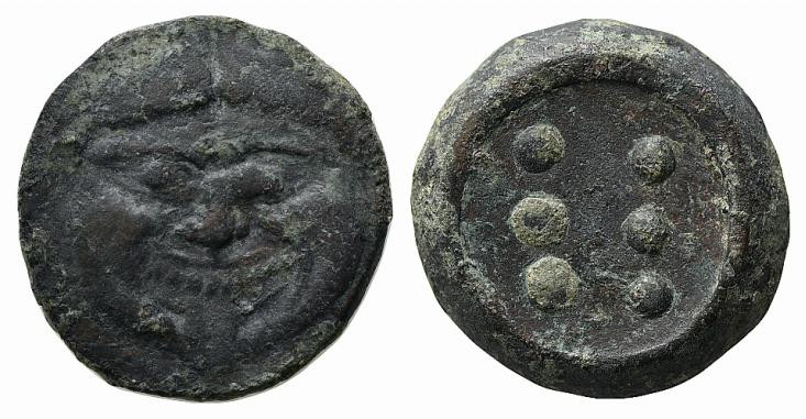 Sicily, Himera, c. 430-420 BC. Æ Hemilitron (27.5mm, 26.46g). Facing gorgoneion ...