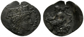Sicily, Himera as Thermai Himerensis, c. 350-330 BC. AR Litra (12mm, 0.83g, 12h). Head of Hera r., wearing polos. R/ Herakles, holding club, seated l....