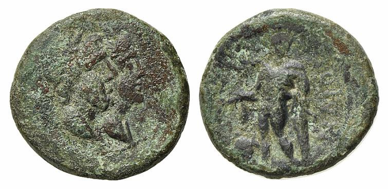 Sicily, Katane, late 3rd century BC. Æ (20.5mm, 4.93g, 12h). Jugate busts of Ser...