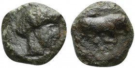 Sicily, Kimissa, c. 317-305 BC. Æ (12mm, 1.73g, 9h). Female head r. R/ Bull butting r. Campana 3; CNS III, 1 (Unidentified Mercenaries of Western Sici...