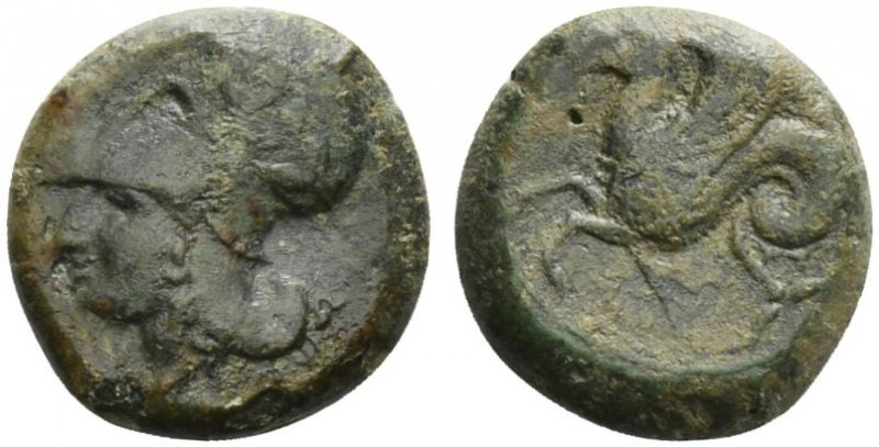 Sicily, Syracuse, 400-390 BC. Æ Hemilitron (20mm, 8.03g, 12h). Head of Athena l....