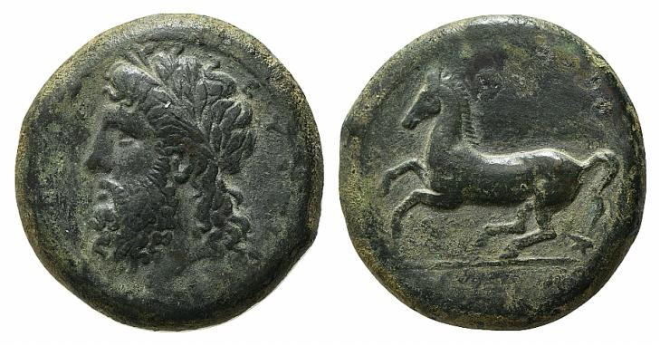 Sicily, Syracuse, c. 339/8-334 BC. Æ Dilitron (26.5mm, 19.70g, 10h). Laureate he...