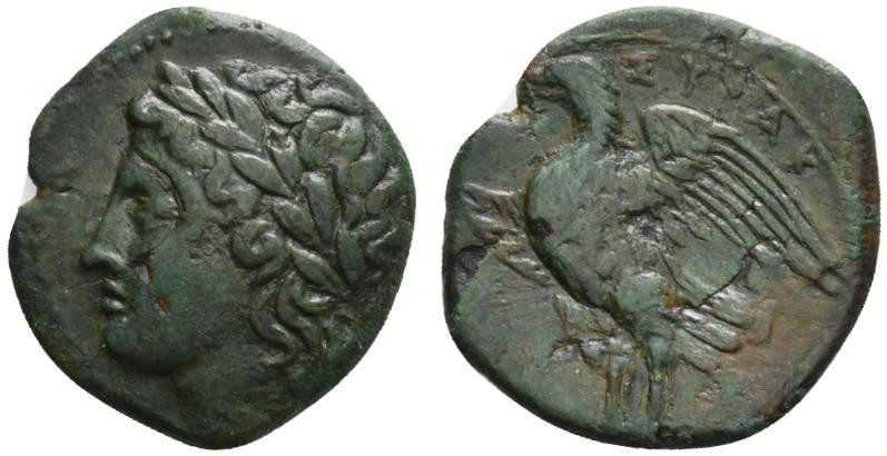 Sicily, Syracuse. Hiketas II (287-278 BC). Æ (22mm, 6.01g, 3h), c. 283-279. Laur...