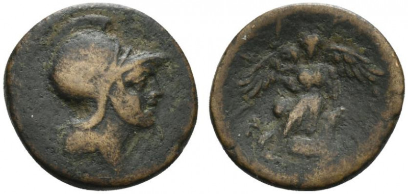 Sicily, Syracuse, Roman rule, after 212 BC. Æ (22mm, 6.18g, 12h). Helmeted head ...