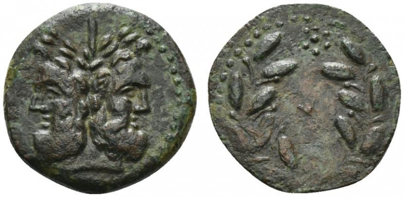 Sicily, Uncertain Roman mint, c. 200-190 BC. Æ As (21mm, 5.56g, 12h). Laureate h...