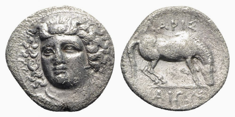 Thessaly, Larissa, c. 365-356 BC. AR Drachm (20mm, 5.64g, 6h). Head of the nymph...