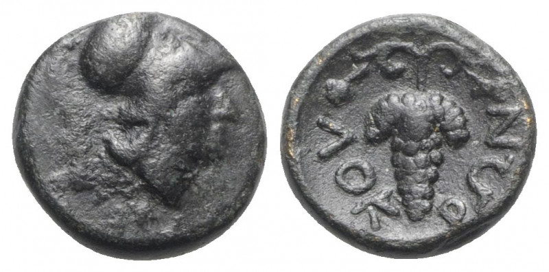 Lokris, Lokris Opuntii, c. 338-316 BC. Æ (13mm, 2.23g, 12h). Helmeted head of At...