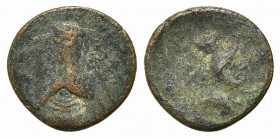 Kings of Parthia, Artabanos IV (c. AD 10-38). Æ Chalkous (13.5mm, 1.22g, 12h). Ekbatana. Diademed bust l. R/ Bust of Tyche r. Sellwood 61.11 (Artabano...