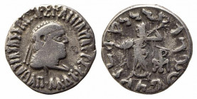 Baktria, Indo-Greek Kingdom. Apollodotos II Soter Philopator Megas (c. 80-65 BC). AR Drachm (16.5mm, 2.21g, 12h). Diademed and draped bust r. R/ Athen...