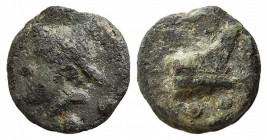 Anonymous, Rome, c. 225-217 BC. Cast Æ Sextans (34mm, 41.38g, 12h). Head of Mercury l., wearing winged petasus; two pellets below. R/ Prow of galley r...