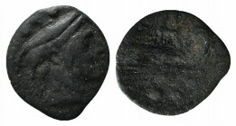 Anonymous, Sardinia, after 211 BC. Æ Sextans (16.5mm, 1.32g, 3h). Head of Mercury r. wearing winged petasus. R/ Prow of galley r. Crawford 56/6; RBW 2...