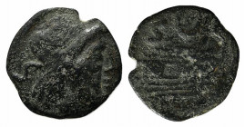 Crescent series, Rome, 207 BC. Æ Semis (21mm, 5.08g, 6h). Laureate head of Saturn r. R/ Prow of galley r., crescent above. Crawford 57/4; RBW 220. Goo...