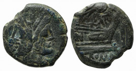 Matienus, Rome, 179-170 BC. Æ As (30.5mm, 22.15g, 9h). Laureate head of bearded Janus. R/ Prow of galley r.; MAT monogram above. Crawford 162/3; RBW 7...