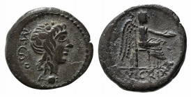 M. Cato, Rome, 89 BC. AR Quinarius (15mm, 1.72g, 8h). Head of Liber r., wearing ivy wreath; poppy below. R/ Victory seated r. on throne, holding palm ...