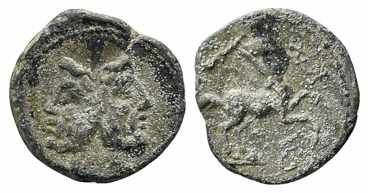 Roman PB Tessera, c. 1st century BC - 1st century AD (18mm, 5.08g, 1h). Head of ...