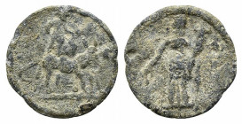 Roman PB Tessera, c. 1st century BC - 1st century AD (19mm, 2.70g, 12h). Fortuna, holding rudder and cornucopiae. R/ Couple of donkeys standing r.; be...