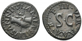 Augustus (27 BC-AD 14). Æ Quadrans (17mm, 2.97g, 10h). Rome; Lamia, Silius and Annius, moneyers, 9 BC. Clasped right hands holding caduceus. R/ Legend...