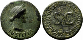 Julia Augusta (Livia, Augusta, AD 14-29). Æ Dupondius (30mm, 14.27g, 6h). Rome, AD 22-3. Diademed and draped bust of Justitia r. R/ Legend around larg...