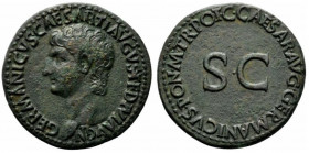 Germanicus (died AD 19). Æ As (28mm, 10.56g, 7h). Rome, 37-8. Bare head l. R/ Legend around large S·C. RIC I 35 (Gaius). Green patina, Good VF