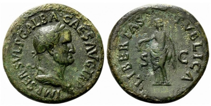 Galba (68-69). Æ Sestertius (35mm, 24.85g, 6h). Rome, c. October AD 68. Laureate...