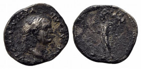 Vespasian (69-79). AR Denarius (19mm, 3.25g, 6h). Rome, 77-8. Laureate head r. R/ Mars standing l., holding spear and trophy. Cf. RIC II 937. Fine