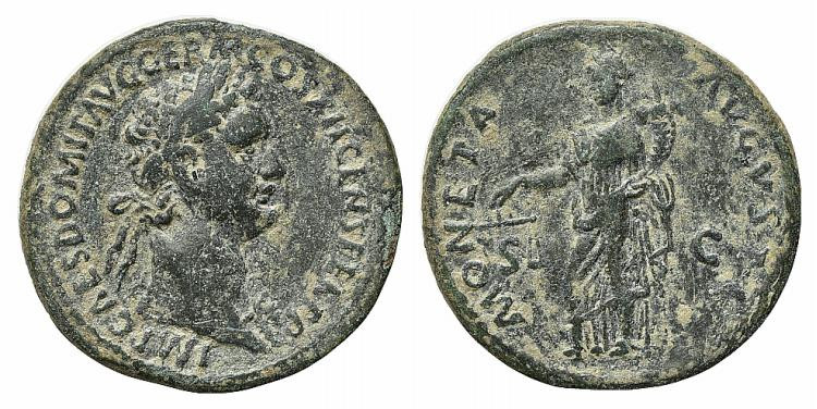 Domitian (81-96). Æ As (27.5mm, 8.45g, 6h). Rome, AD 86. Laureate bust r., weari...